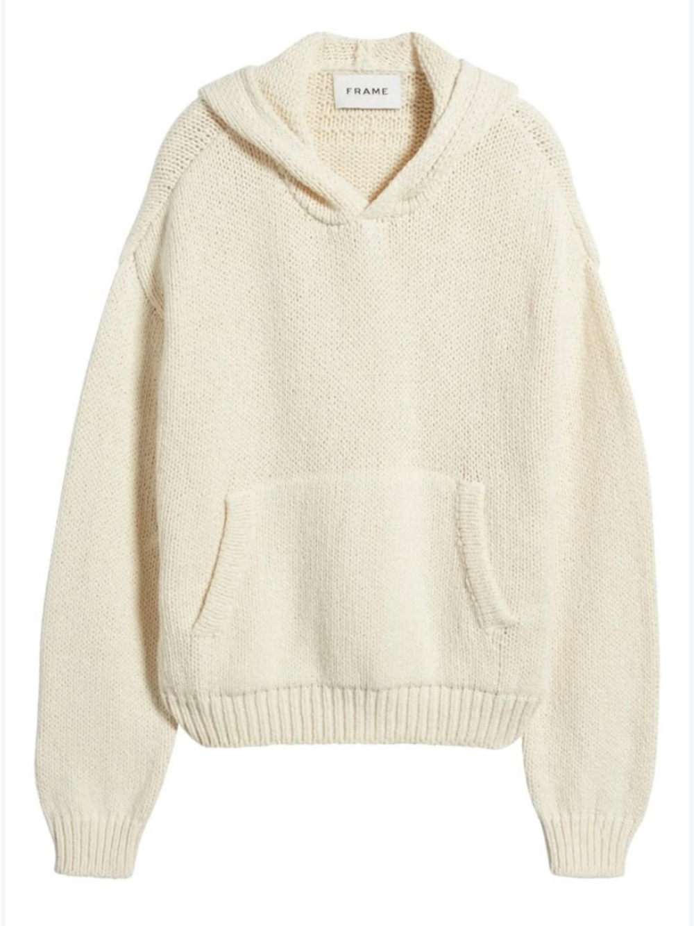 Frame Denim Cream Knit Hoodie Pullover